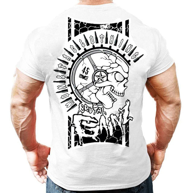 Printed Running T Shirt Men Cotton Sport Gym Shirt Men Fitness Top Workout Clothing Sportswear Jogging Training Sports Tshirt-10