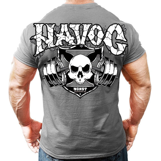 Printed Running T Shirt Men Cotton Sport Gym Shirt Men Fitness Top Workout Clothing Sportswear Jogging Training Sports Tshirt-15