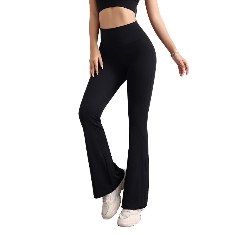 NNEDSZ M Black High Waist Flare Yoga Pants - Women's Bootcut Leggings - Peach Lift, Quick Dry, Workout & Fitness Pants-0