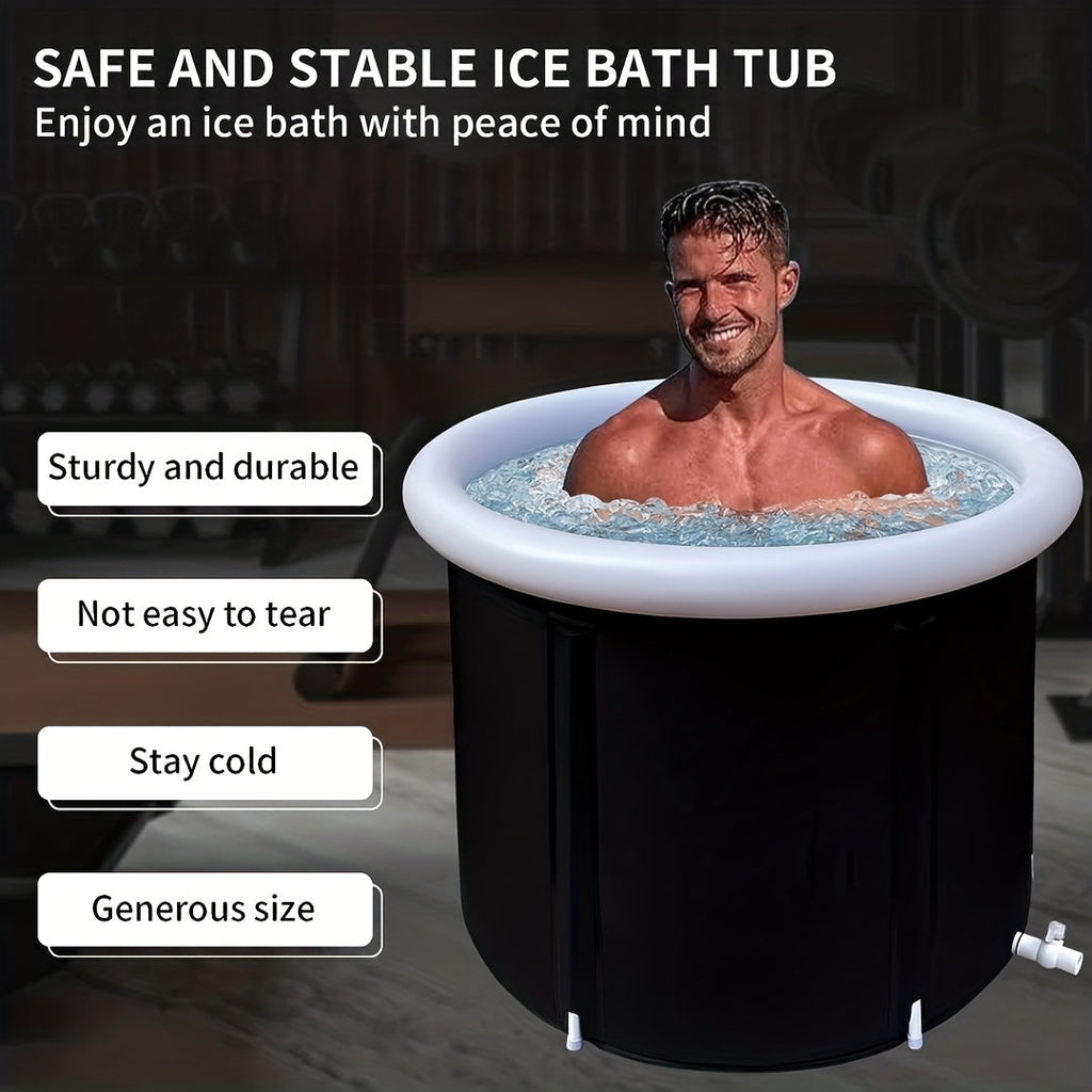 1Pc Freestanding Ice Bath Tub for Fitness Recovery(Black)-2